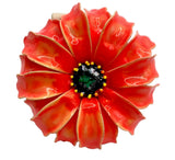 Vintage Orange Sunflower Pin In Enamel & Metal Ð Bold Bloom In Warm Sunset Tones Sunflower
