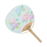 Japanese Uchiwa Flat Fan Hand Held Bamboo Handle  HYDRANGEA Flower Made in Japan Hydrangea