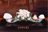 18" China Dehua Colour Porcelain Auspicious Tree Peony Flower Ru Yi Ruyi Wishes Peony