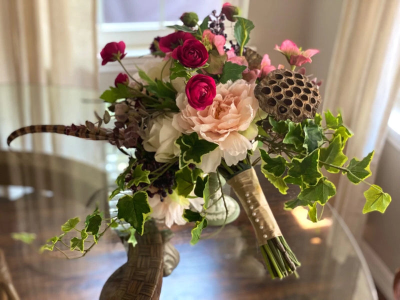 Stunning hand-tied Fall inspired Bridal  Bouquet Ranunculus