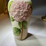 This 9 Ceramic Vase with Hydrangea Relief Pattern in pink and green colors Hydrangea