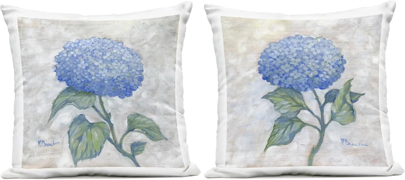 Garden Glory Hydrangeas Outdoor Throw Pillows, Blue, 18x18, 2-Pack Hydrangea