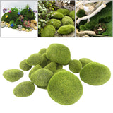 8 Pieces Assorted Sized Artificial Moss Rocks Decorative Green Plant