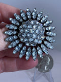 Flower Sunflower Clear Rhinestones SIGNED XX Vintage Silver Brooch Pin M-3550 Sunflower