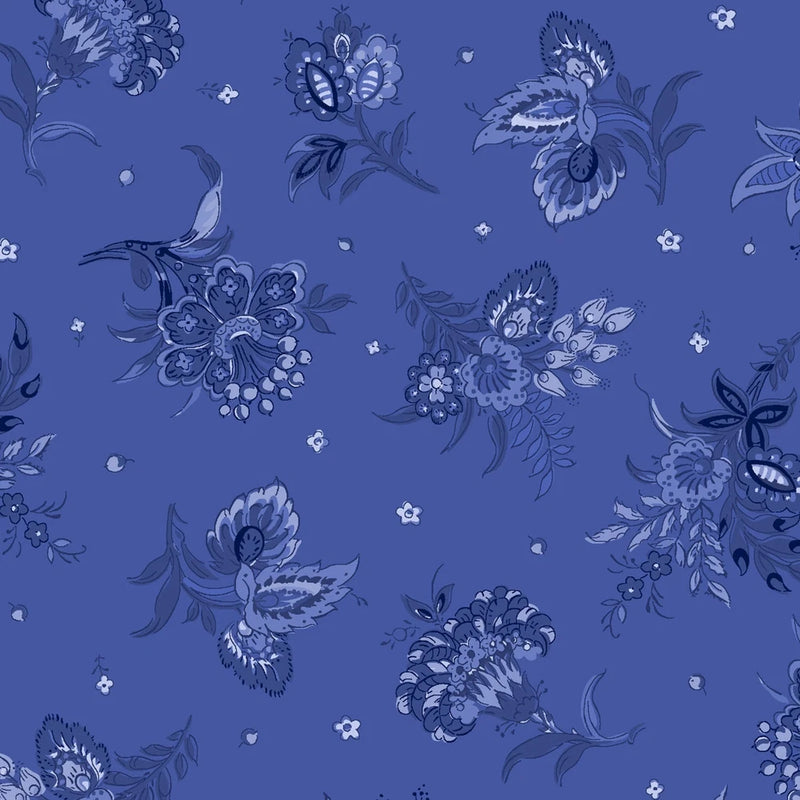 French Quarter Flowers Florals on Blue Quilting Home Decor Fabric by the Yard Flowering Plants