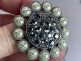 Flower Sunflower Marcasite Rhinestones Pearls Vintage Silver Brooch Pin M-1043 Sunflower