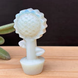 2.2" Opalite Sunflower Carved Quartz Crystal Flower Skull Reiki Healing 1pc Sunflower