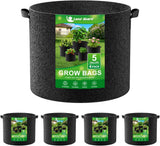 4-Pack Fabric Grow Bags, 5 Gallon Nonwoven Garden Pots with Handles, Black Garden Plants