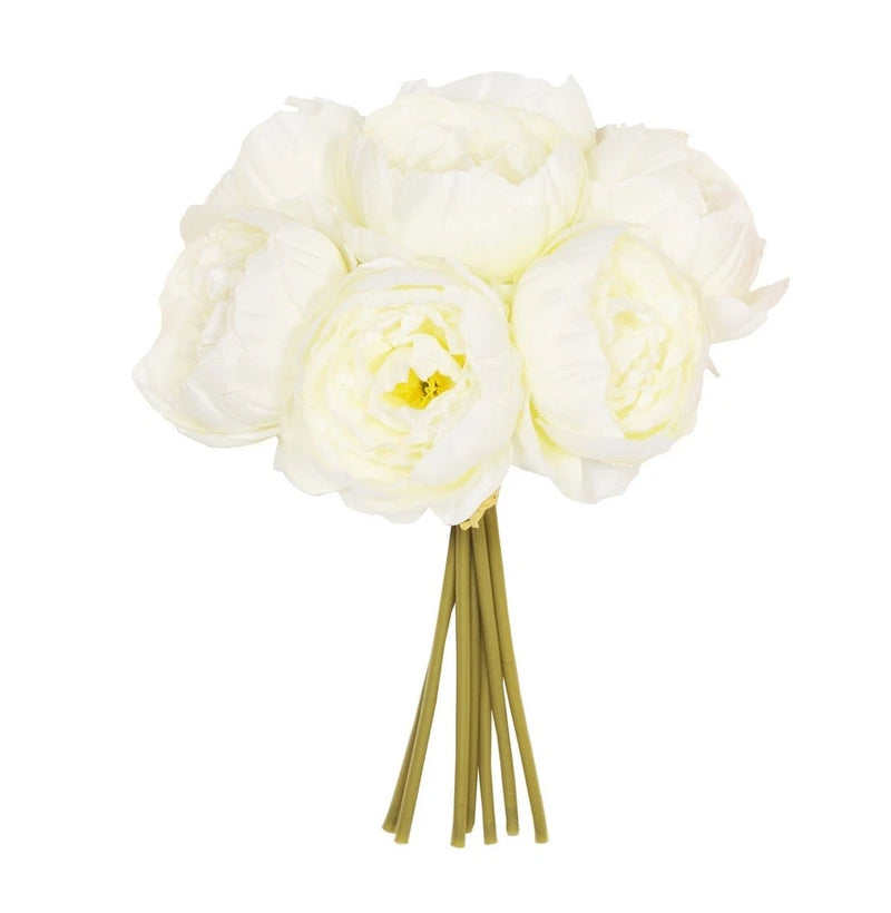 26cm Cream Ivory Peony or Rose x 7 Posy SILK Flower  WEDDING Peony