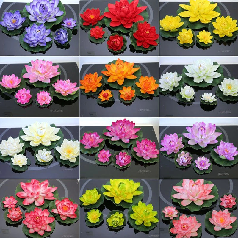 5pcs Artificial Lotus Flower & Leaves For Wedding Ornament Garden Home Decor NEW Lily