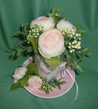 Floral Arrangement Cup Saucer Pink Silk Ranunculus Home Decoration Gift New Ranunculus