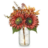 Silk Sunflowers Artificial Flowers with Mason Jar Centerpiece for Table Orang... Sunflower