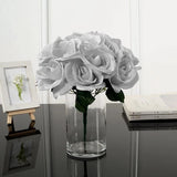 SILVER 12" tall Velvet Roses ARTIFICIAL FLOWERS Bouquet Wedding Home Decorations Bouquet