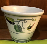 New DENBY STONEWARE Flower Plant Pot White Hand-Painted Leaves & Buds No Hole Flowering Plants