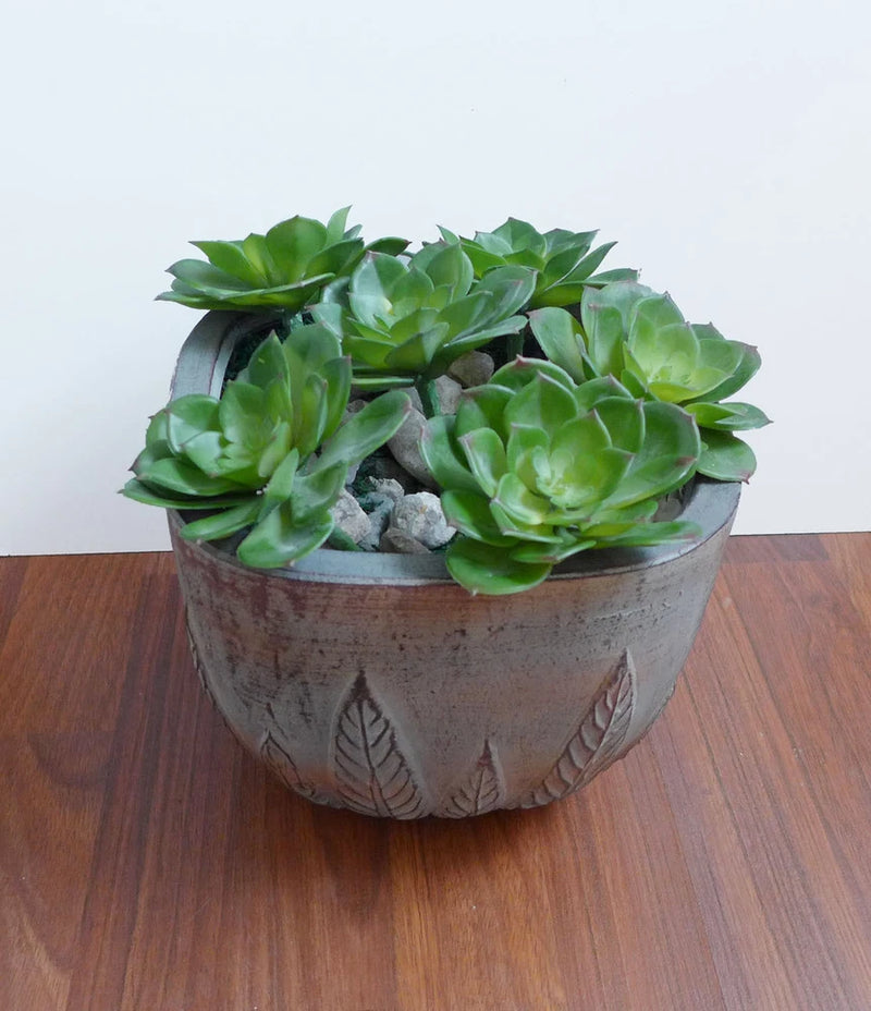 6 Plastic Succulents Artificial Grass Green Snow Lotus Green Plant