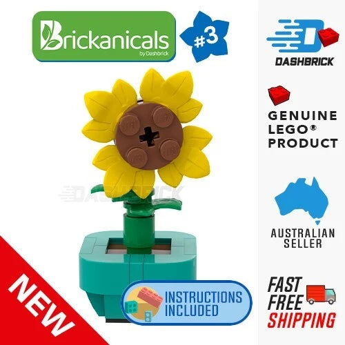 Genuine LEGO¨ Flower in Pot, Sunflower: Brickanicals MOC/Mini-Build - NEW Sunflower