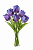 Artificial Purple Tulip Flowers Realistic Gradient Tulip Bouquet 6 Stems Green Plant