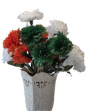 3 Bouquets St. Patrick's Day Artificial Carnations in Green, Orange & White, NEW Carnation