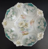 Antique Reinhold Schlegelmilc RS Prussia Lusterware Carnation Mold Bowl Red Mark Carnation
