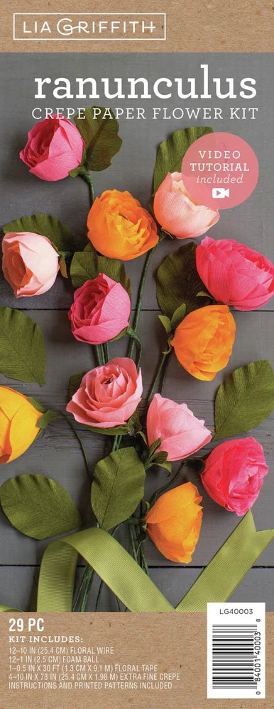 Lia Griffith Crepe Paper Flower Kit-29/Pkg-Ranunculus Ranunculus