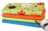 Mod Flowers-A 4 Fat Quarters Bundle, 100% cotton, 1 yard total Flowering Plants