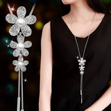 925 Silver Plated Tassel Drop Long Chain Flower Twist Necklace Jewellery Gift Sunflower
