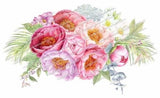Shabby Watercolor Soft Pastel Peonies Flowers Bouquet Waterslide Decals FL374 Peony