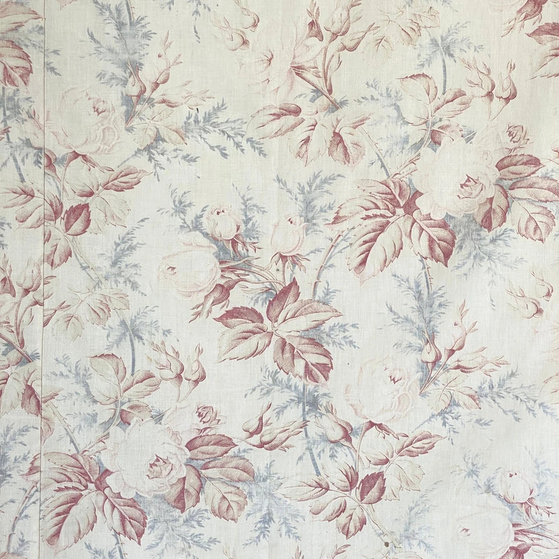 Vintage French Carnation Fabric multidirectional pink and yellow flowered fabri Carnation