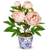 Faux Peony Flowers in Blue and White Ceramic Pot Ð 13.8" Realistic Silk Peoni... Peony