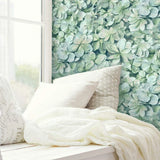 RoomMates RMK11192WP Hydrangea Flower Peel and Stick Wallpaper, Roll, Green, Hydrangea