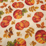 Pumpkin Fall Leaf Print BTY VIP Speckled Beige Background Flowering Plants