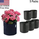 5-Pack Planting Growing Bags Thickened Nonwoven Fabric Pot Nursery Soil Garden Garden Plants