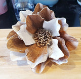 3 W/B White Magnolia Sola Wood Diffuser Flowers 15 cm Dia. for Decorate Craft Carnation