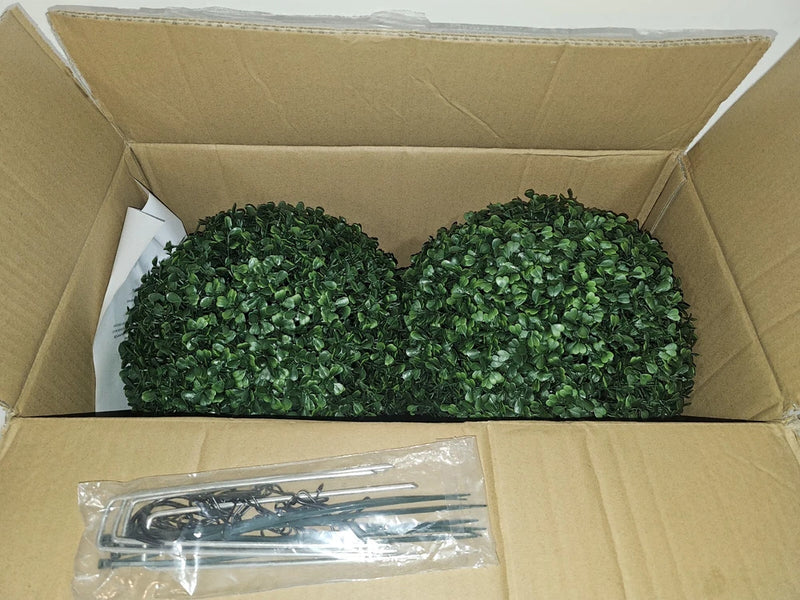 Boxwood 11 In. Artificial Foliage Ball Hedges 2 Pieces Green Plant