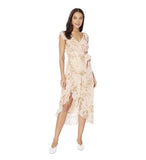 show me your mumu granada ruffle hydrangea blooms floral print midi dress L Hydrangea