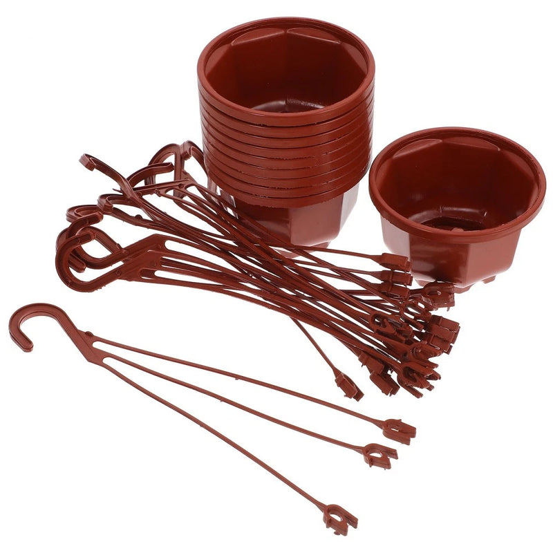 10 Sets Plastic Hanging Plant Pots Flower Baskets Indoor Outdoor Garden Planters Garden Plants