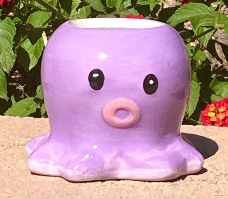 Ceramic Purple Octopus Succulent Planter Small Plant Pot Beach Garden Decor Garden Plants