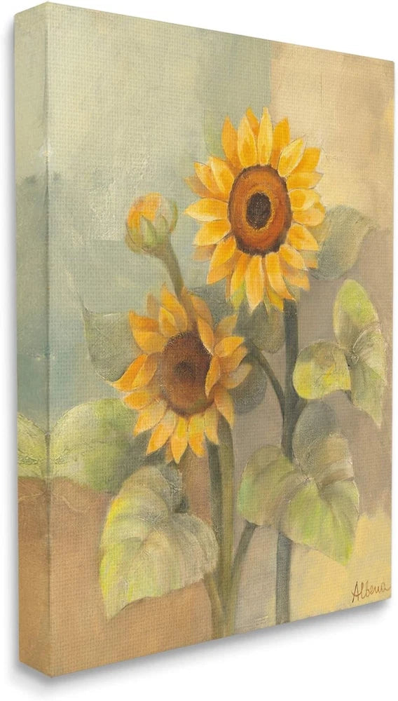 Stupell Industries sunflower bloom canvas wall art with soft yellow sunflowers and textured background