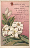 Easter Flowers Lilies with Poem by Mary C. Low Antique Original Vintage Postcard Lily