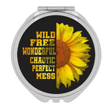 Gift Compact Mirror : Sunflower Wild Free Perfect Flower Floral Yellow Decor Sunflower