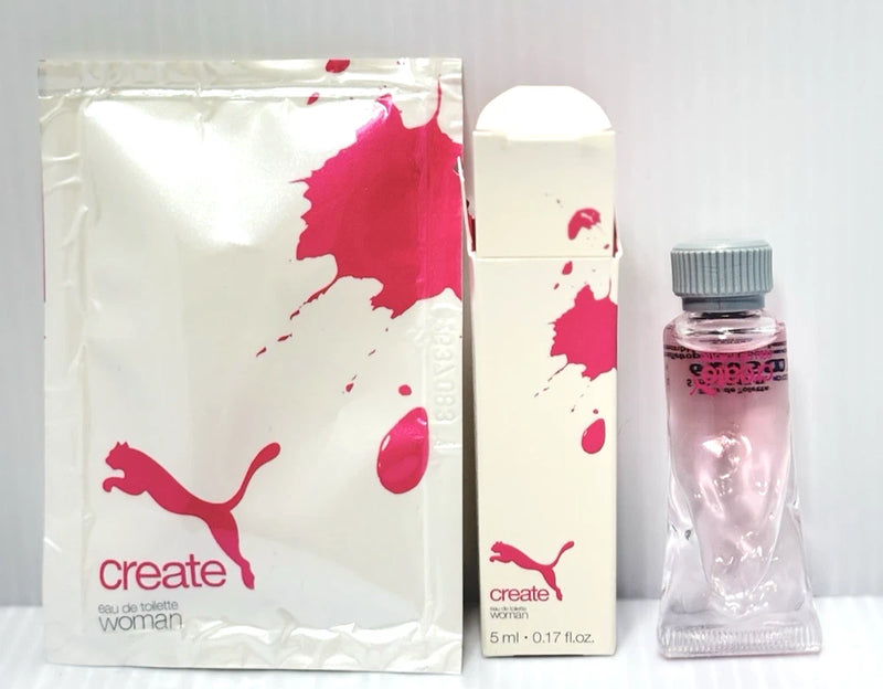 Puma Create Woman Eau de Toilette 5ml Mini Glass Bottle + Vial Discontinued EDT