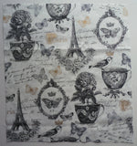 Fabric Cotton Paris Roses Butterfly- 1 Piece 11 1/2" L  x 10 3/8" W Quilt Sewing Roses