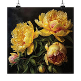 Yellow Peonies Flower Art Print, Yellow Flower Painting, Flower DŽcor 10 Peony