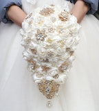 Luxury Cascade Bridal Wedding Bouquet Satin Rose Waterfall Holding Bouquet Ar... Bouquet