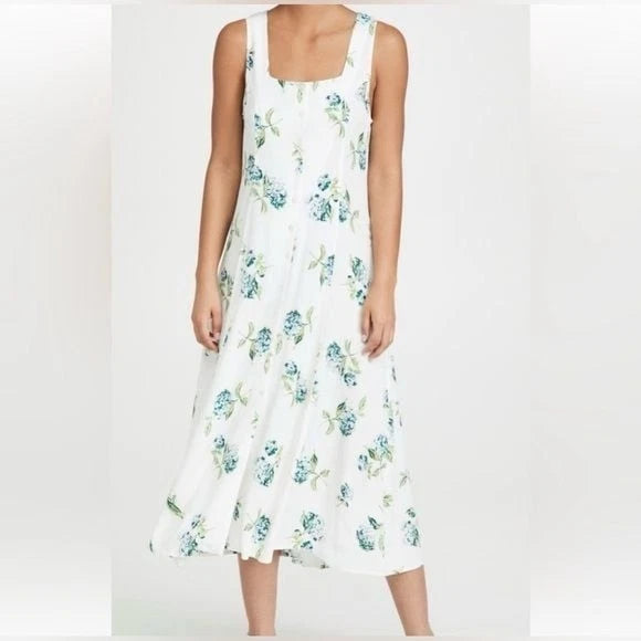 Rolla's Claire Hydrangea Midi Dress White Floral Size Small Hydrangea