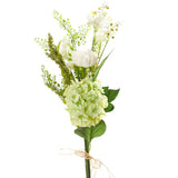 30" Cream and Green Artificial Hydrangea, Peony, and Freesia Bundle Green Plant