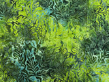 Cotton Batik Fabric Green Tropical Plants by 1/2 Yard Flowering Plants