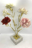 Rare R. Avon Ruyckevelt Bone China Gilt Bronze Marble Carnation Sculpture Carnation