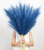 MUUNC 9 Pcs 45" Tall Pampas Grass Blue Decor, Long Stem 9 Style Pampas Grass