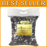 Bag of blended orchid potting mix, with dark bark and light specks in clear packaging